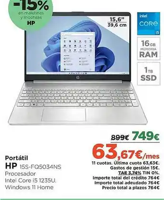El Corte Inglés Portátil hp 15s-fq5034ns oferta