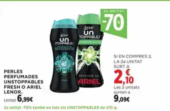 Hipercor 2a unitat -70% perles perfumades unstoppables fresh o ariel lenor oferta