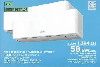 Hipercor Aire acondicionado multisplit 2x1 inveter fujitsu oferta