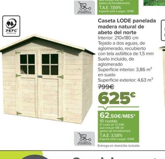 Carrefour Caseta Lode Panelada madera Natural de Abeto del Norte oferta
