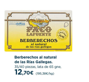 Hipercor Berberechos al natural de las rias gallegas oferta