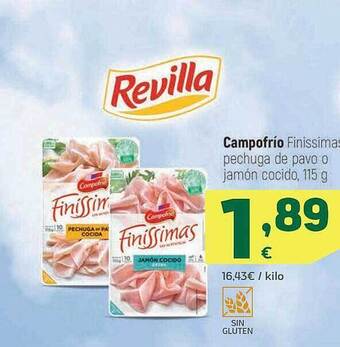 HiperDino Campofrío finissimas pechuga de pavo o jamón cocido oferta