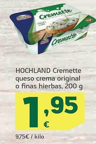 HiperDino Hochland cremette queso crema original o finas hierbas oferta