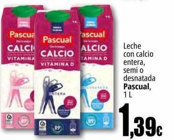 Unide Supermercados Leche con calcio entera, semi o desnatada pascual oferta