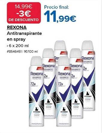 Costco Rexona antitranspirante en spray oferta