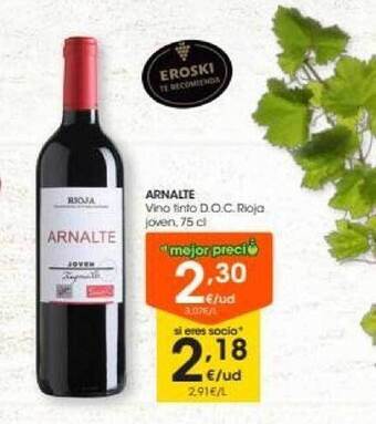 Eroski Arnalte vino tinto d.o.c. rioja joven oferta