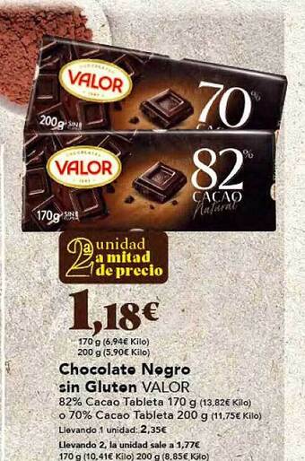Gadis Chocolate negro sin gluten valor oferta