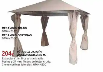 Cadena88 Recambio toldo, recambio cortinas, pérgola jardín 2,95x2,95xh.2,65 m. oferta