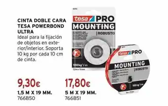 Cadena88 Cinta doble cara tesa powerbond 1,5 m x 19 mm., 5 m x 19 mm. oferta