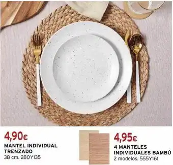 Cadena88 Mantel individual trenzado, 4 manteles individuales bambú oferta