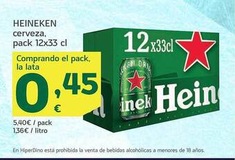 HiperDino Heineken cerveza oferta