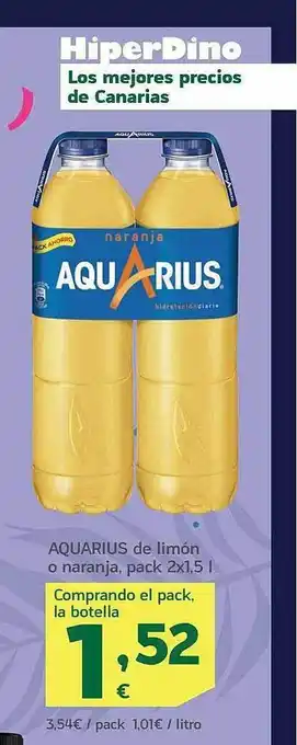 HiperDino Aquarius de limón o naranja oferta