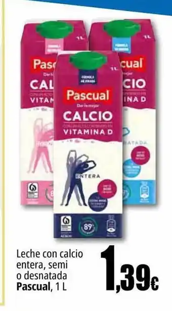 Unide Supermercados Leche con calcio entera, semi o desnatada pascual oferta