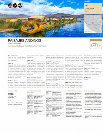 Tui Travel PLC ( 10 paisajes andinos 11 días / 9 noches lima, cusco, valle sagrado, machu picchu, puno y lago titicaca dia 1 españa/lim oferta