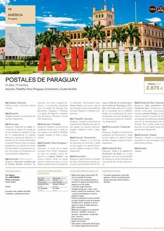 Tui Travel PLC 74 américa paraguay postales de paraguay 14 días / 11 noches asunción, filadelfia, chaco paraguayo, encarnación y ciudad oferta