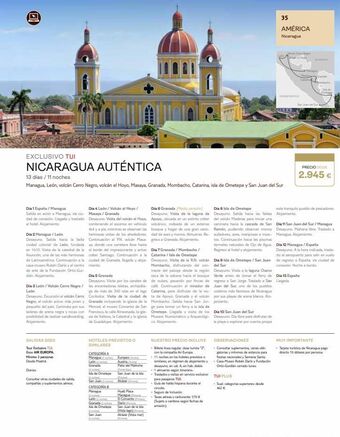 Tui Travel PLC Dia 1 españa/managua salida en avión a managua, vía ciu-dad de conexión. llegada y traslado al hotel. alojamiento. día 2 man oferta