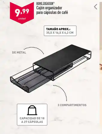 ALDI Home Creation Cajón Organizador Para Cápsulas De Café 35,5 x 16.5 x 6,2 cm oferta