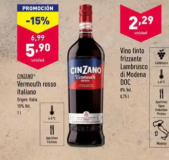 ALDI Cinzano Vermouth Rosso Italiano 1L oferta