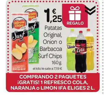 Supermercados El Jamón Surf Chips Patatas Original Onion O Barbacoa 160g. oferta
