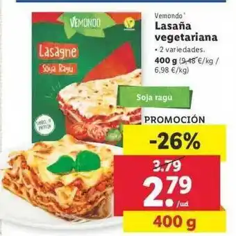 Lidl Vemondo Lasaña Vegetariana 400g oferta