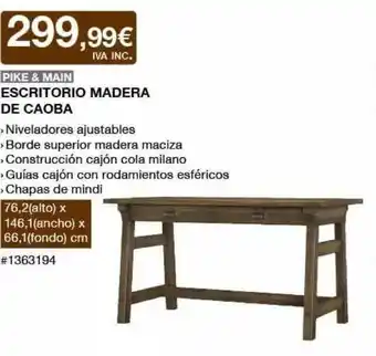Pike & Main Escritorio Madera De Caoba