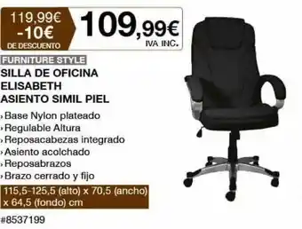 Costco Furniture Style Silla De Oficina Elisabeth Asiento Simil Piel oferta