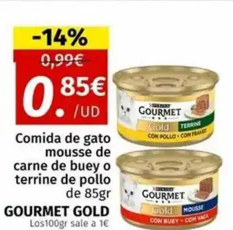 Maskom Supermercados Comida de gato mousse de carne de buey o terrine de pollo gourmet gold oferta