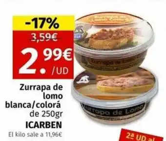 Zurrapa de lomo blanca-colorá icarben