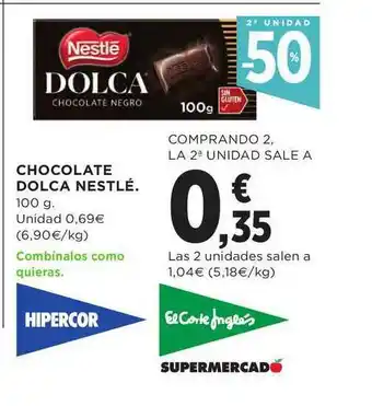 Hipercor Chocolate Dolca Nestlé 100g oferta
