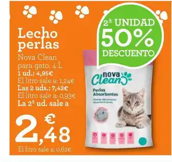 TiendAnimal 2a Unidad 50% Descuento Lecho Perlas Nova Clean Para Gato oferta