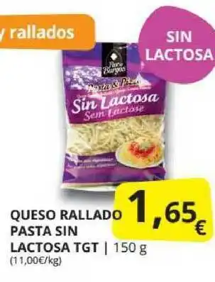 Supermercados MAS Queso Rallado Pasta Sin Lactosa Tgt 150g oferta