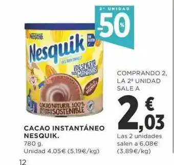 Supercor Cacao Instantáneo Nesquik 2a Unidad -50% oferta