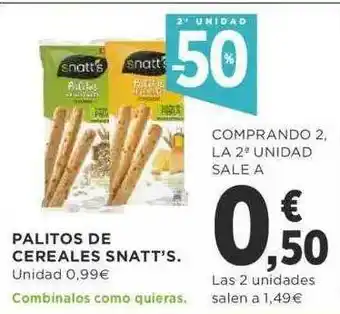 Supercor Palitos De Cereales Snatt's 2a Unidad -50% oferta