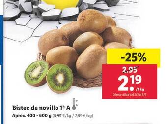 Lidl Bistec de novillo 1a a oferta