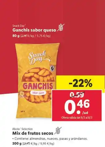 Lidl Snack day ganchis sabor queso oferta