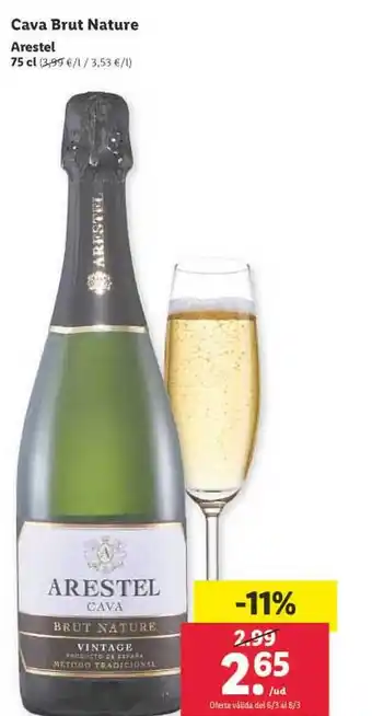 Lidl Cava brut nature arestel oferta