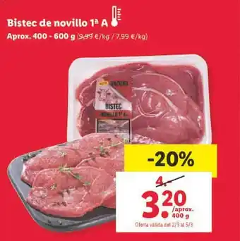Bistec de novillo 1a a