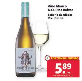 Lidl Vino blanco d.o. rías baixas señarío de albeos oferta