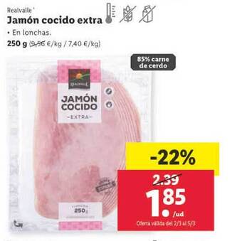 Lidl Realvalle jamón cocido extra oferta