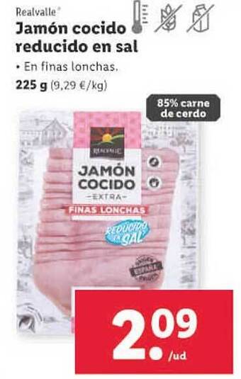 Lidl Realvalle jamón cocido reducido en sal oferta