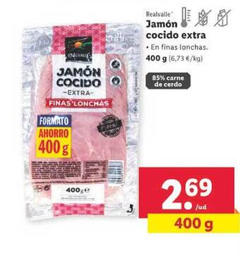 Lidl Realvalle jamón cocido extra oferta