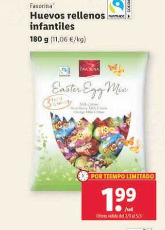 Lidl Favorina huevos rellenos infantiles oferta