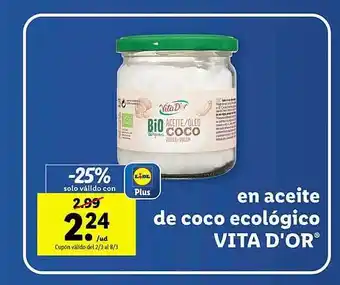 Lidl En aceite de coco ecológico vita d'or oferta
