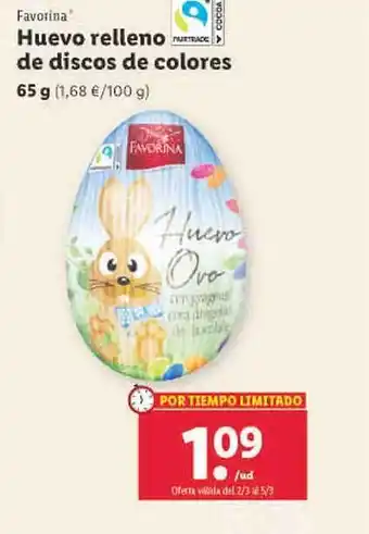 Lidl Favorina huevo relleno de discos de colores oferta