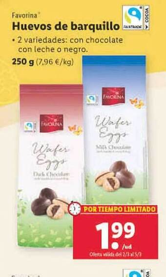Lidl Favorina huevos de barquillo oferta