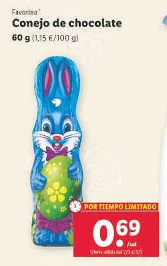 Lidl Favorina conejo de chocolate oferta