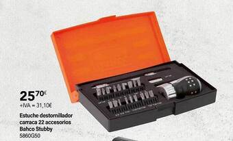 Cadena88 Estuche destornillador carraca 22 accesorios bahco stubby oferta