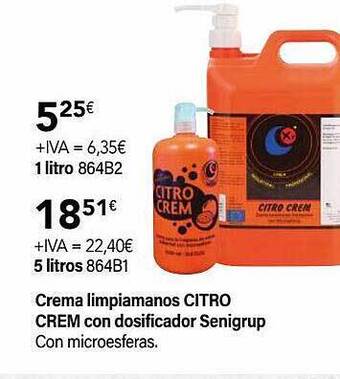 Cadena88 Crema limpiamanos citro crem con dosificador senigrup oferta