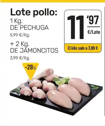 AhorraMas Lote Pollo : 1kg De Pechuga + 2kg. De Jamoncitos oferta