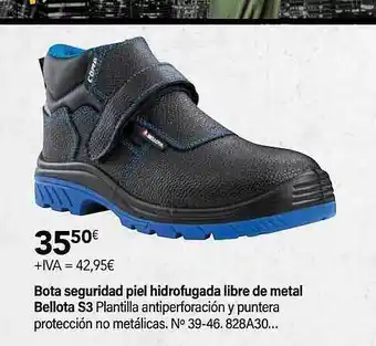 Cadena88 Bota seguridad piel hidrofugada libre de metal bellota s3 oferta